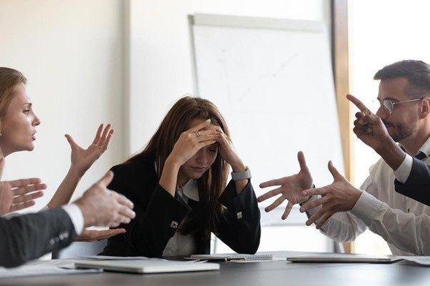Woman being triggered by her adversary